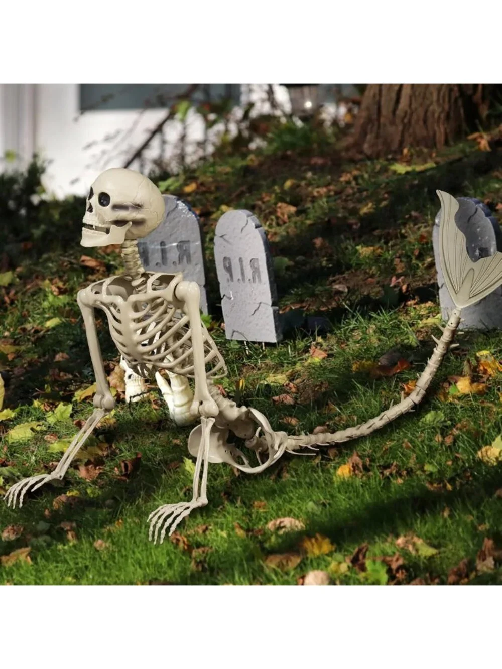 7Ft Life-Size Mermaid Skeleton with Poseable Joints for Halloween Decor